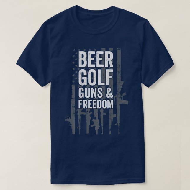 T-shirt Beer Golf Guns & Freedom USA Pro Guns Golf Player (Design devant)