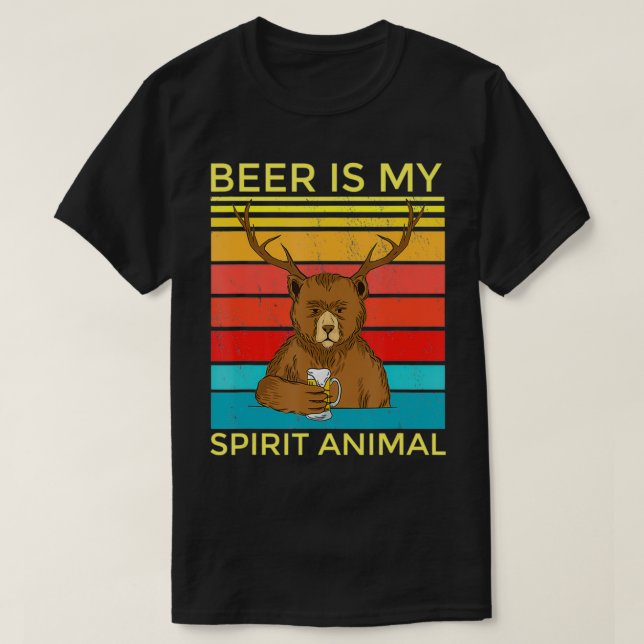 T-shirt Beer Is My Spirit Animal I Bear with Beer (Design devant)