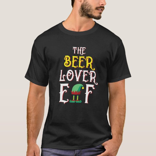 T-shirt Beer Lover Elf Noël 2021 Bière Boire Elf Fu (Devant)