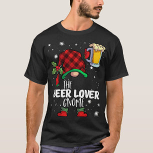 T-shirt Beer Lover Gnome Red Buffalo Plaid Matching Family