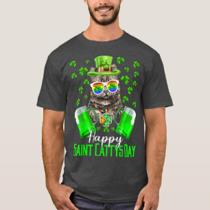 T-shirt Beer Lover Happy Saint Catty's Day Cat St Patrick'