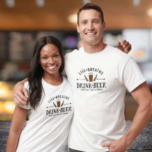 T-shirt Beer Lover Hipster Live Breathe Drink Beer Custom