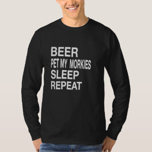 T-shirt Beer Pet Morkies Dormir Répéter Blanc L Chien Love