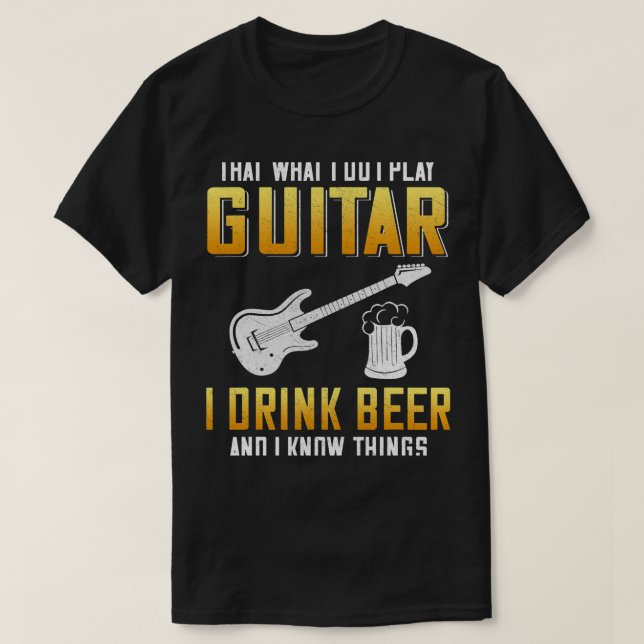T-shirt Beer Play Guitare et Boire Bière Guitare Lover (Design devant)