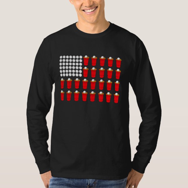 T-shirt Beer Pong American Flag (Devant)