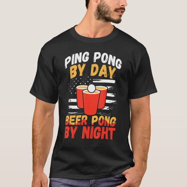T-shirt Beer Pong By Night Table Tennis Player (Devant)