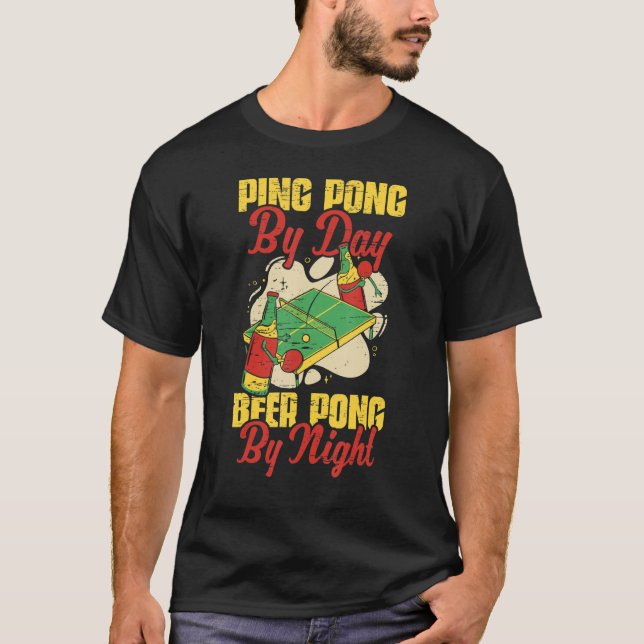 T-shirt Beer Pong By Night Table Tennis Player (Devant)