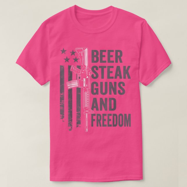 T-shirt Beer Steak Guns & Freedom  Drinking BBQ AR15 USA F (Design devant)