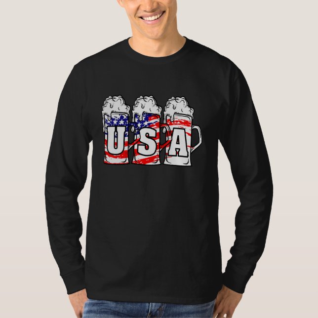 T-shirt Beer Usa Drapeau Américain Patriotique 4 juillet M (Devant)