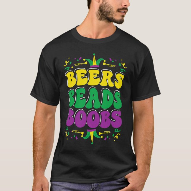 T-shirt Beers Beads Boobes Mardi Gras Célébration des carn (Devant)