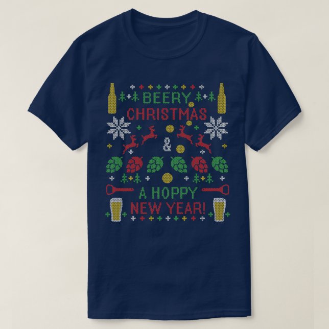 T-shirt Beery Noël Hoppy Nouvel An Doux moche Digita (Design devant)