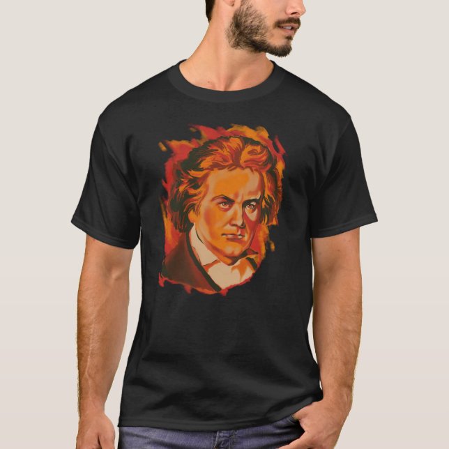 T-shirt Beethoven Fire Palette Portrait (Devant)