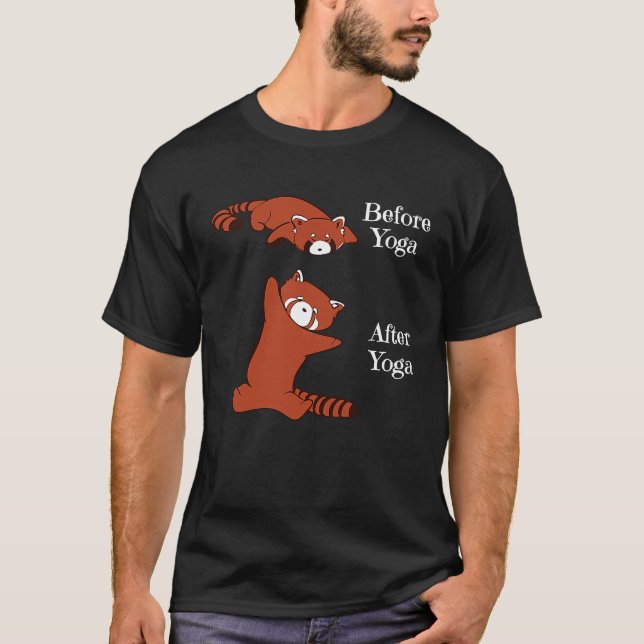 T-shirt Before Yoga After Yoga Red Panda  Meditation Yoga (Devant)