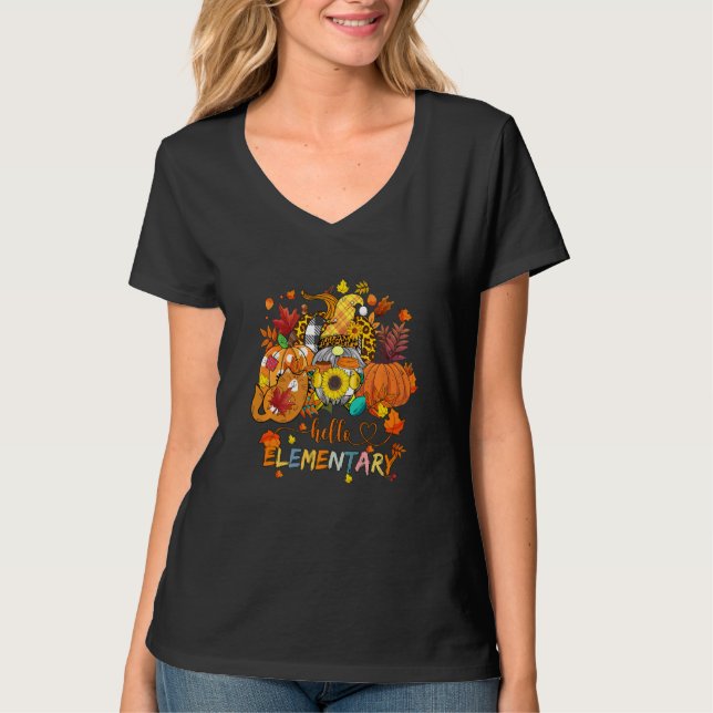 T-shirt Beginning Of Autumn Fall Teacher Sunflower Hello E (Devant)