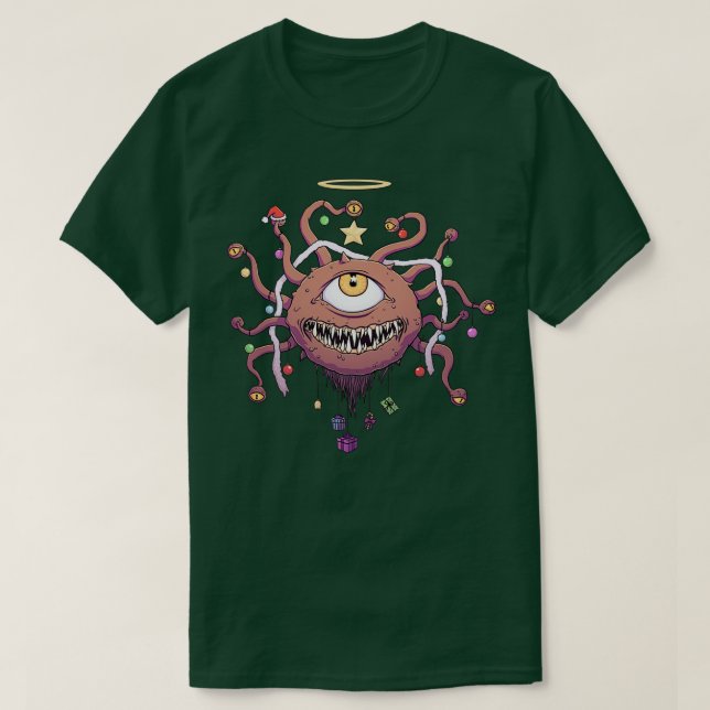 T-shirt Beholder Christmas Tree Monster Dungeons et Drago (Design devant)