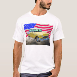 T-shirt Bel Air 1955 de Chevrolet avec le drapeau