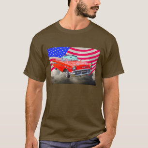 T-shirt Bel Air 1957 de Chevrolet et drapeau des USA