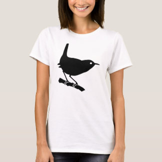 T-shirt Bel oiseau noir de roitelet sur une branche