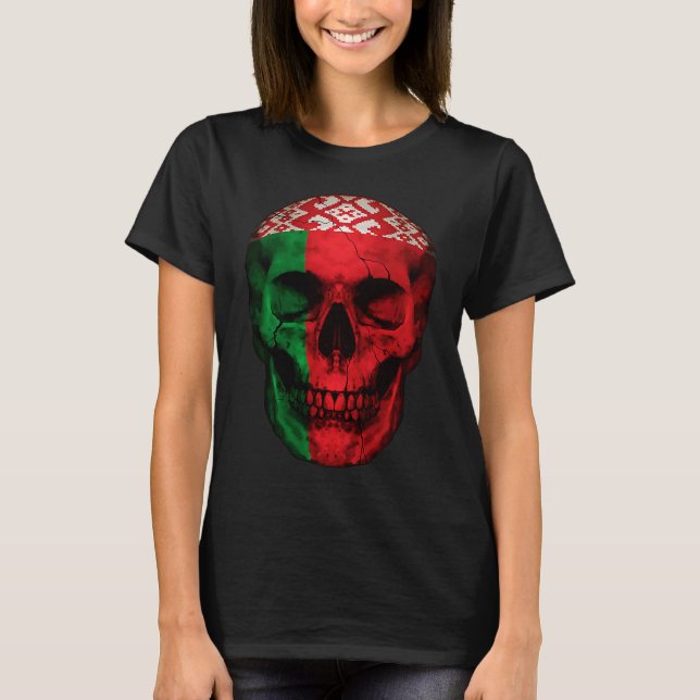 T-shirt Belarus Flag Skull Belarusian Roots Proud Patrioti (Devant)
