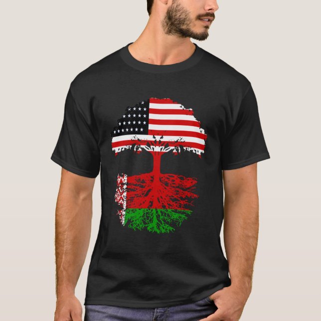 T-shirt Belarus Roots American Grown Belarussian Men Women (Devant)