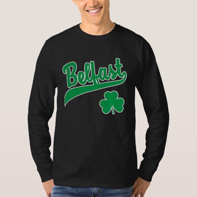T-shirt Belfast Sports Script Shamrock Vert Imprimé Contou (Devant)