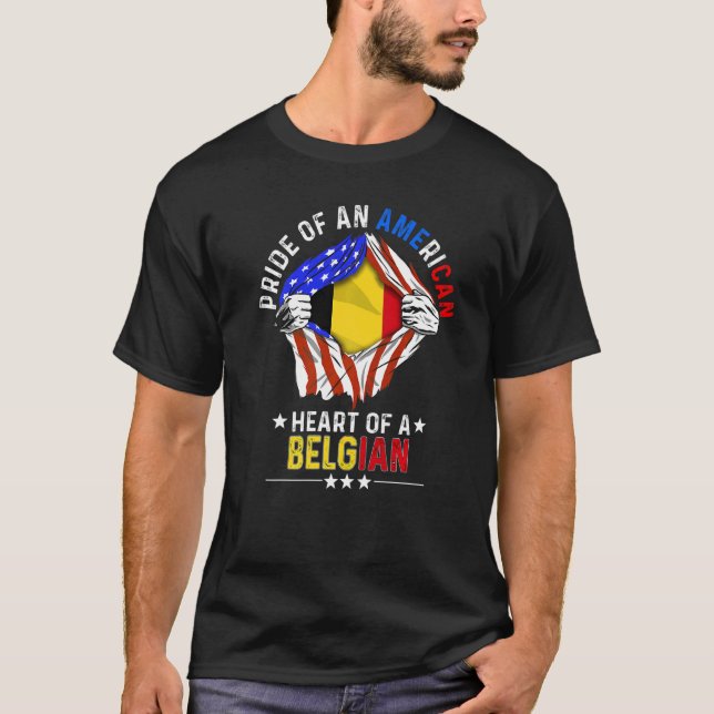 T-shirt Belge American America Pride Pays Étrangers Bel (Devant)