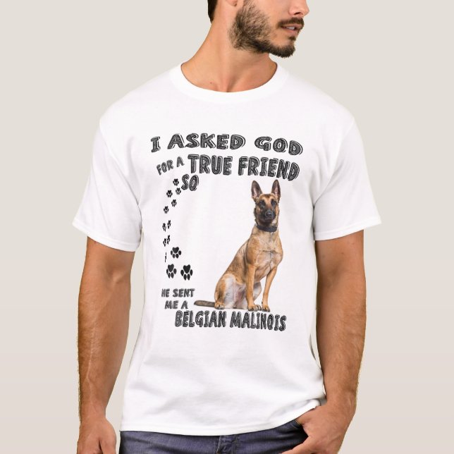 T-shirt Belge Malinois Citation Maman Papa, Pasteur Belga  (Devant)