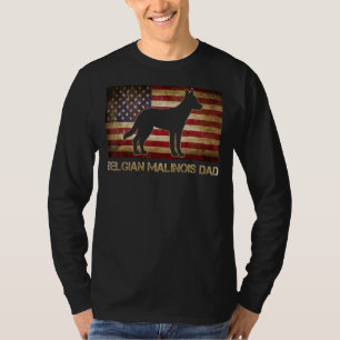 T-shirt Belge Malinois Papa Vintage Américain Drapeau Patr