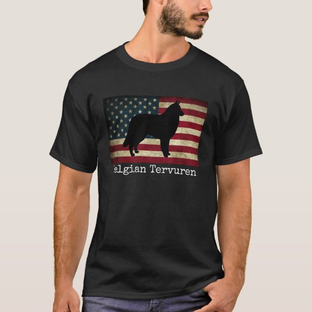 T-shirt Belge Tervuren avec le drapeau américain (Devant)