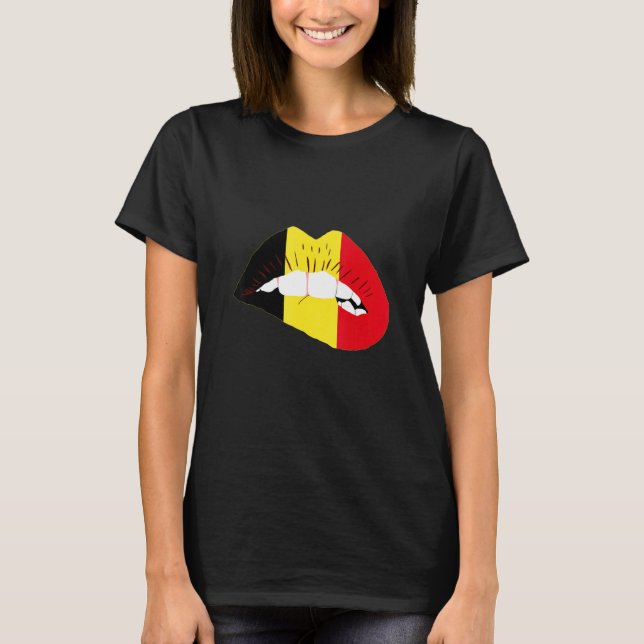 T-shirt Belgian Flag Lips Belgian Pride Belgie Belgian Roo (Devant)