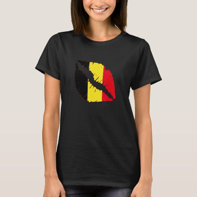 T-shirt Belgian Flag Lips Belgie Belgian Pride Belgian Roo (Devant)