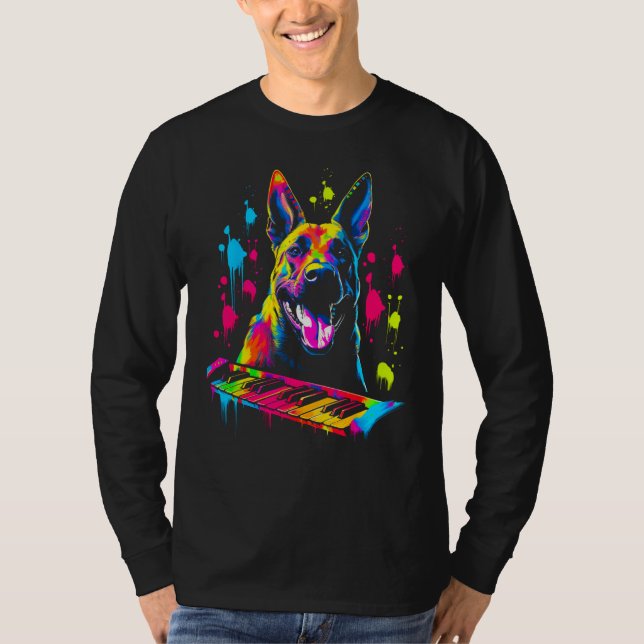 T-shirt Belgian Malinois Dog Pianist (Devant)