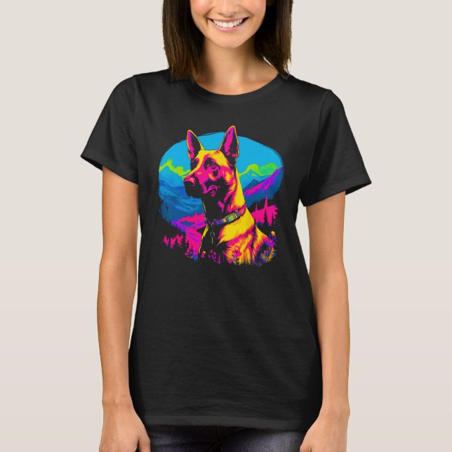 T-shirt Belgian Malinois Dog Pop Art (Devant)
