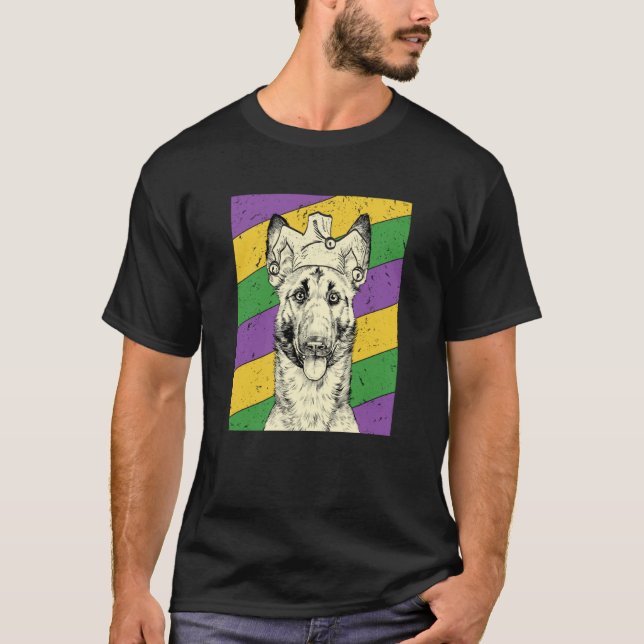 T-shirt Belgian Malinois Jester Mardi Gras Dog Mom or Dad (Devant)