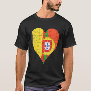T-shirt Belgian Portuguese Flag Heart