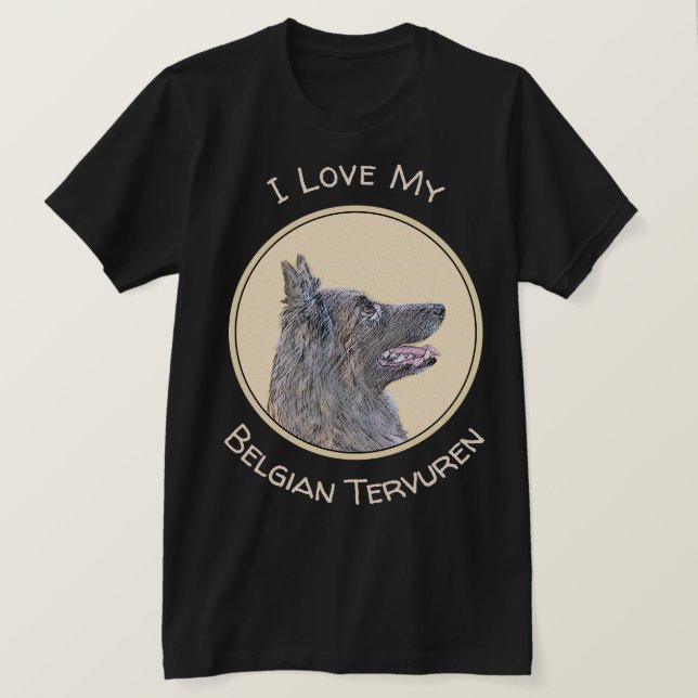 T-shirt Belgian Tervuren Painting - Cute Original Dog Art (Design devant)