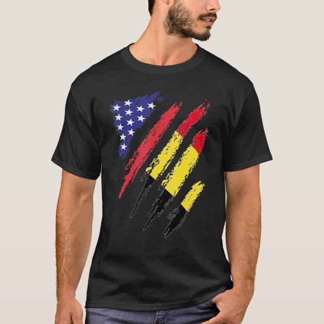 T-shirt Belgique American Grosse Drapeau USA Patriot Herit (Devant)