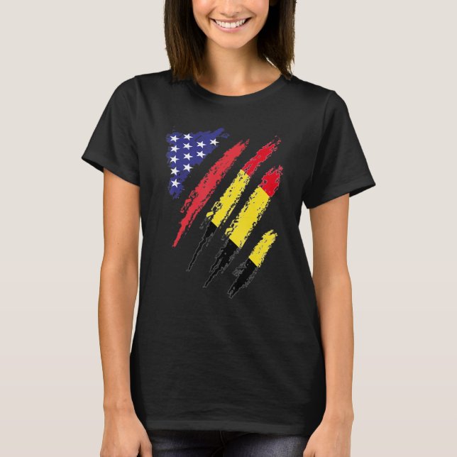 T-shirt Belgique American Grosse Drapeau USA Patriot Herit (Devant)