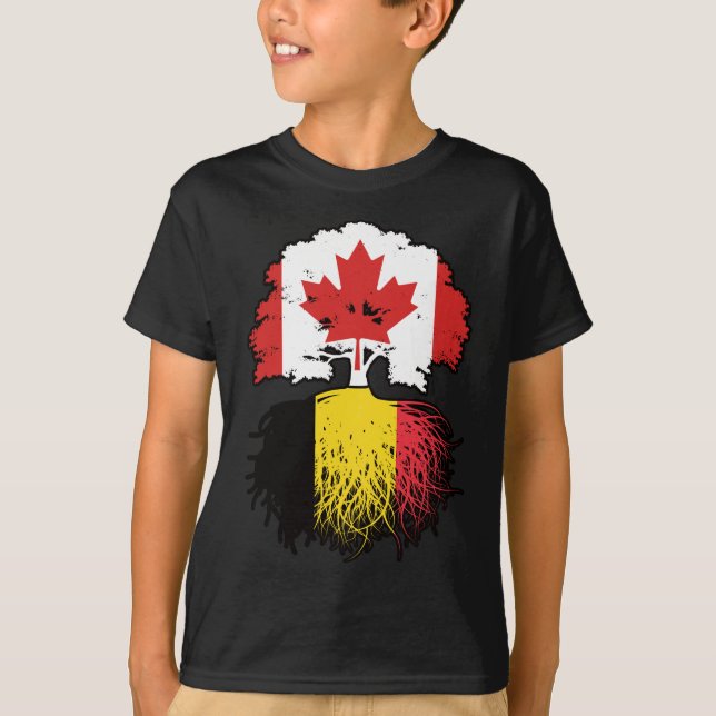 T-shirt Belgique Belgique Canada drapeau des racines d'arb (Devant)