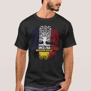T-shirt Belgique Belgique France Arbre Drapeau