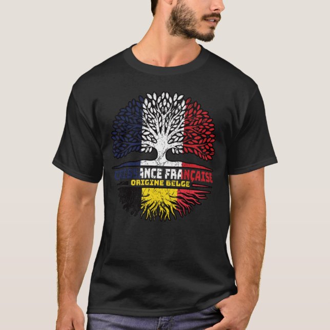 T-shirt Belgique Belgique France Arbre Drapeau (Devant)