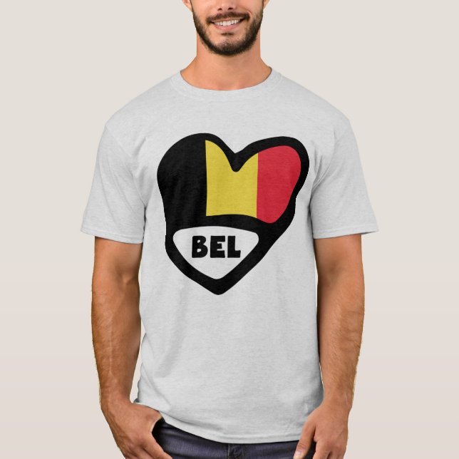 T-shirt Belgique Code Pays Drapeau Coeur BEL (Devant)