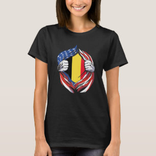 T-shirt Belgique Drapeau Américain Fier de Mon Patrimoine