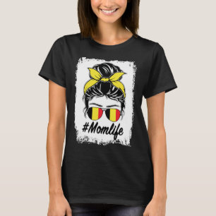 T-shirt Belgique Drapeau Belgique Maman Messy Bun Maman Vi