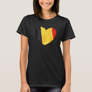 T-shirt Belgique Drapeau Sur La Forme Du Coeur Belgique