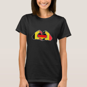 T-shirt Belgique et Allemagne  Cœur main amitié 