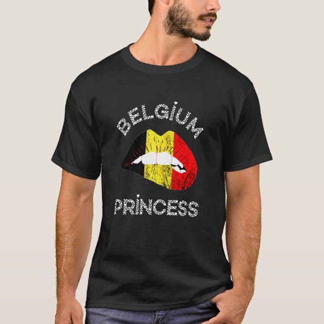 T-shirt Belgique Princesse Belgie Lips Bouche Belge Pride  (Devant)