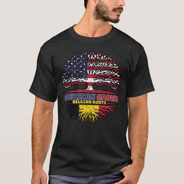 T-shirt Belgium Belgian US American États-Unis Tree (Devant)