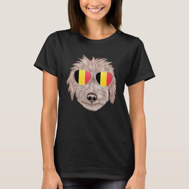 T-shirt Belgium Flag Bedlington Terrier Dog Belgium Pocket (Devant)