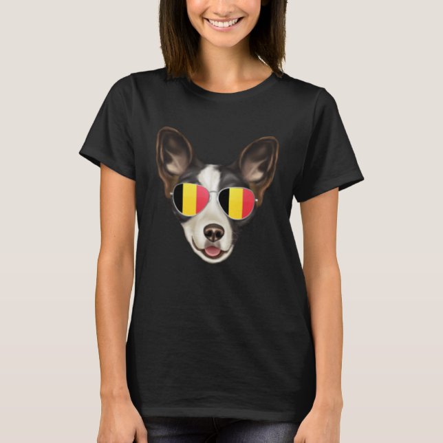 T-shirt Belgium Flag Cardigan Welsh Corgi Dog Belgium Pock (Devant)
